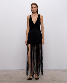 David Koma Black dress with fringe SS26DKKN01D