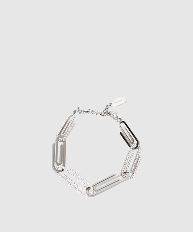 Silver Paperclip Bracelet with Crystals