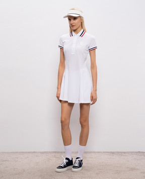 Brunello Cucinelli White polo dress with logo patch ML944A5469