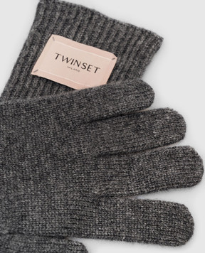 Twinset Gray gloves with wool 262TO5582
