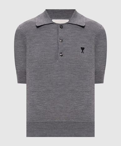 Polo grigia in lana merino