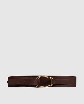 Twinset Brown leather belt with logo engraving 262TA4730