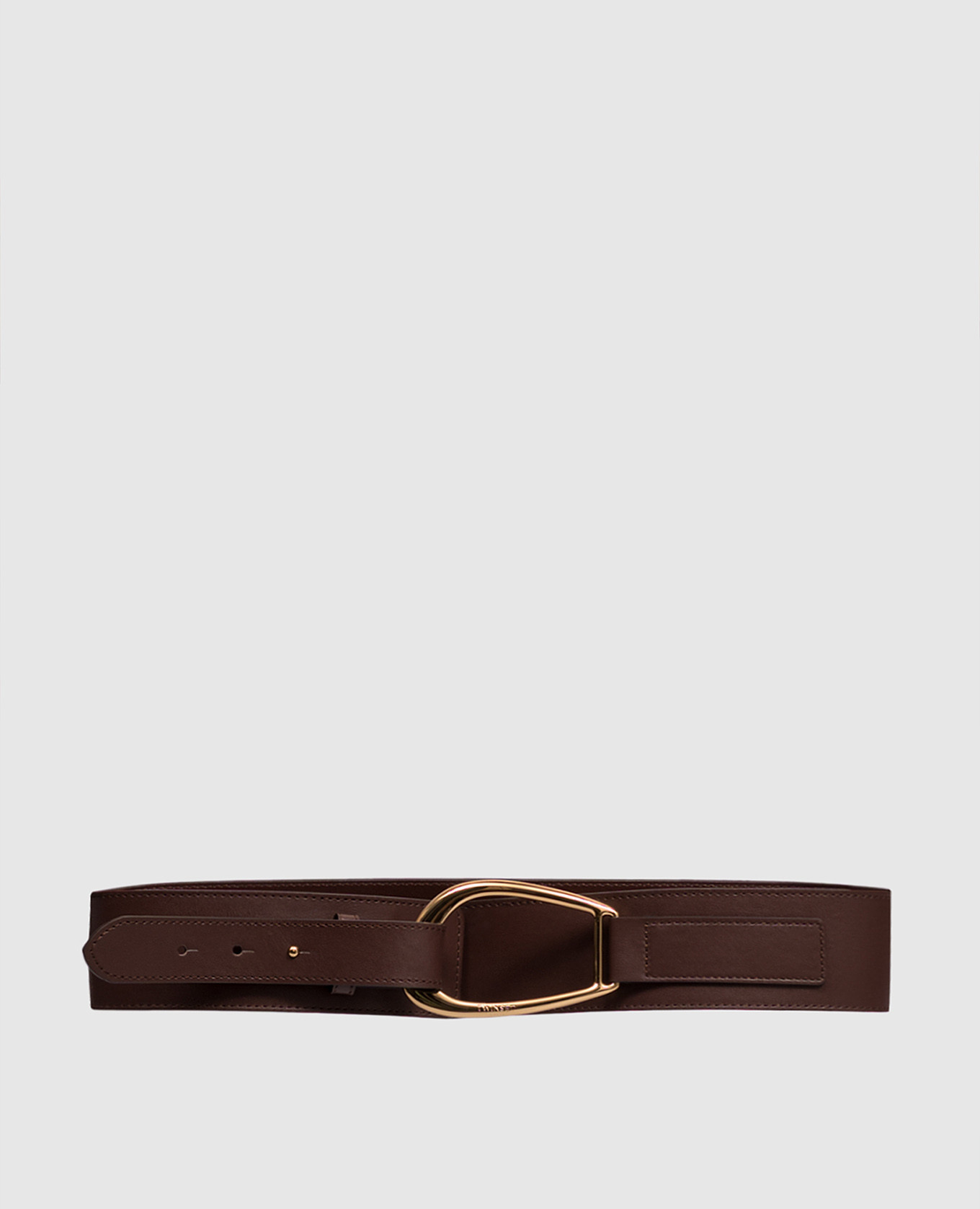 Brown leather belt with logo engraving