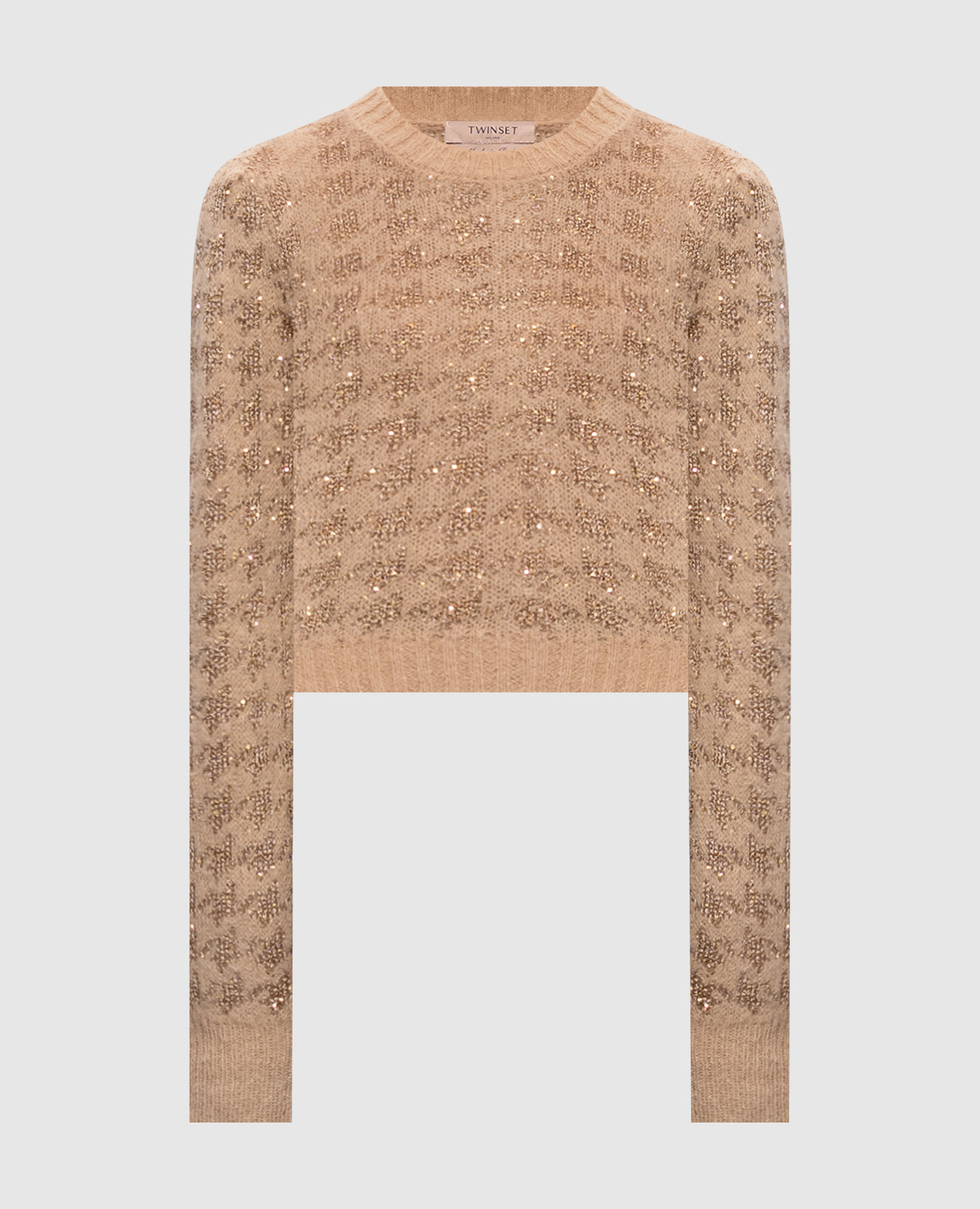 Beige sweater with sequin pattern Twinset