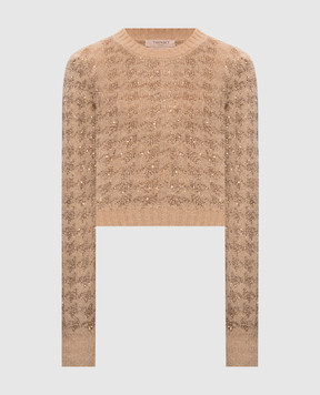 Twinset Beige sweater with sequin pattern 262TP3361
