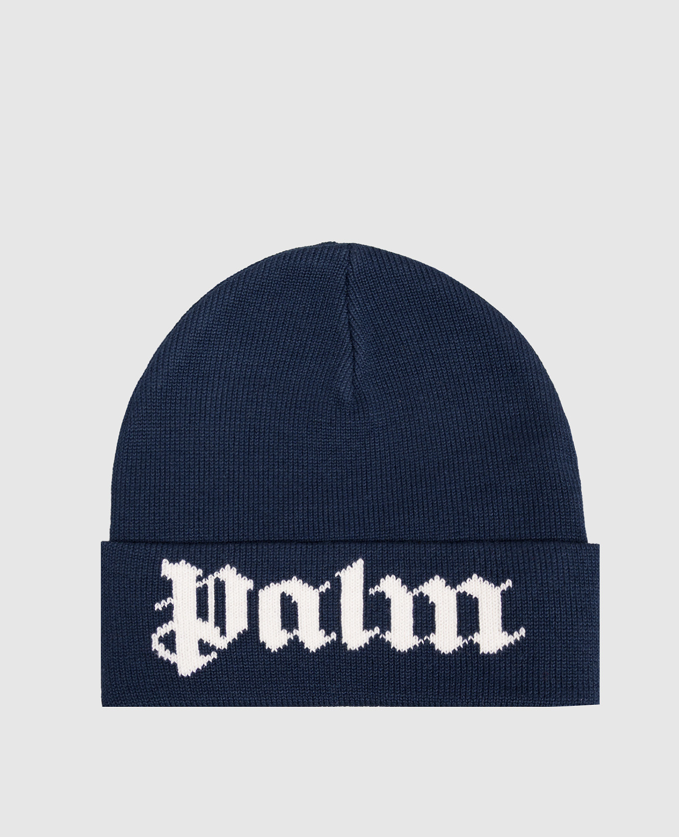 Children's blue hat with logo pattern