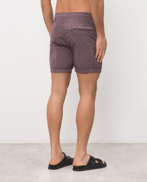 Stone Island Brown swim shorts with logo patch L1S15B100004S0043