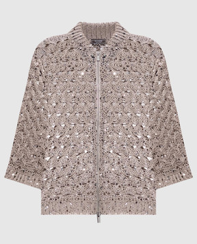 Peserico Beige cardigan with sequin pattern E99168F039329A