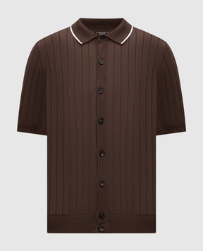 Peserico Brown ribbed shirt with short sleeves R59521F189173R