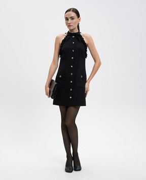 Alessandra Rich Black wool mini dress with ruffles FABX4119F2335