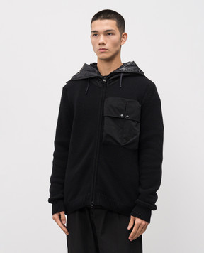 C.P. Company Black wool cardigan with hood MKN245A110149M