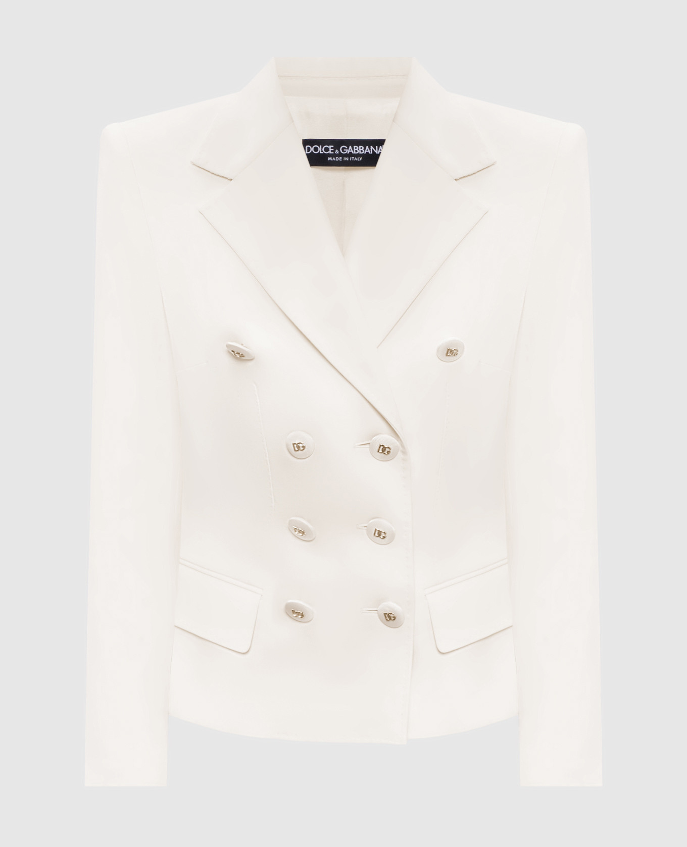 Beige double-breasted wool jacket