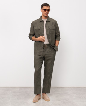 CAPOBIANCO Green straight-cut linen shirt 20M515LL00