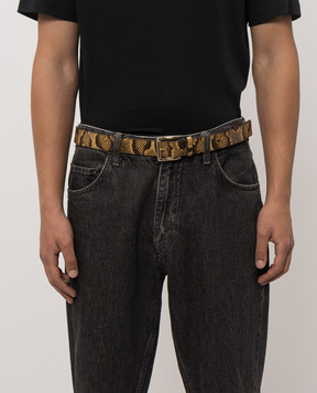 AMIRI Brown leather belt with reptile leather embossing AM426BE011