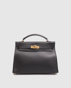 Babe Pay Pls Black leather satchel bag 06508