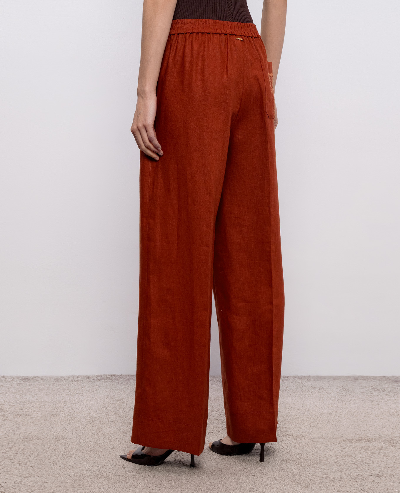 

Terracotta linen pants Twinset, Red