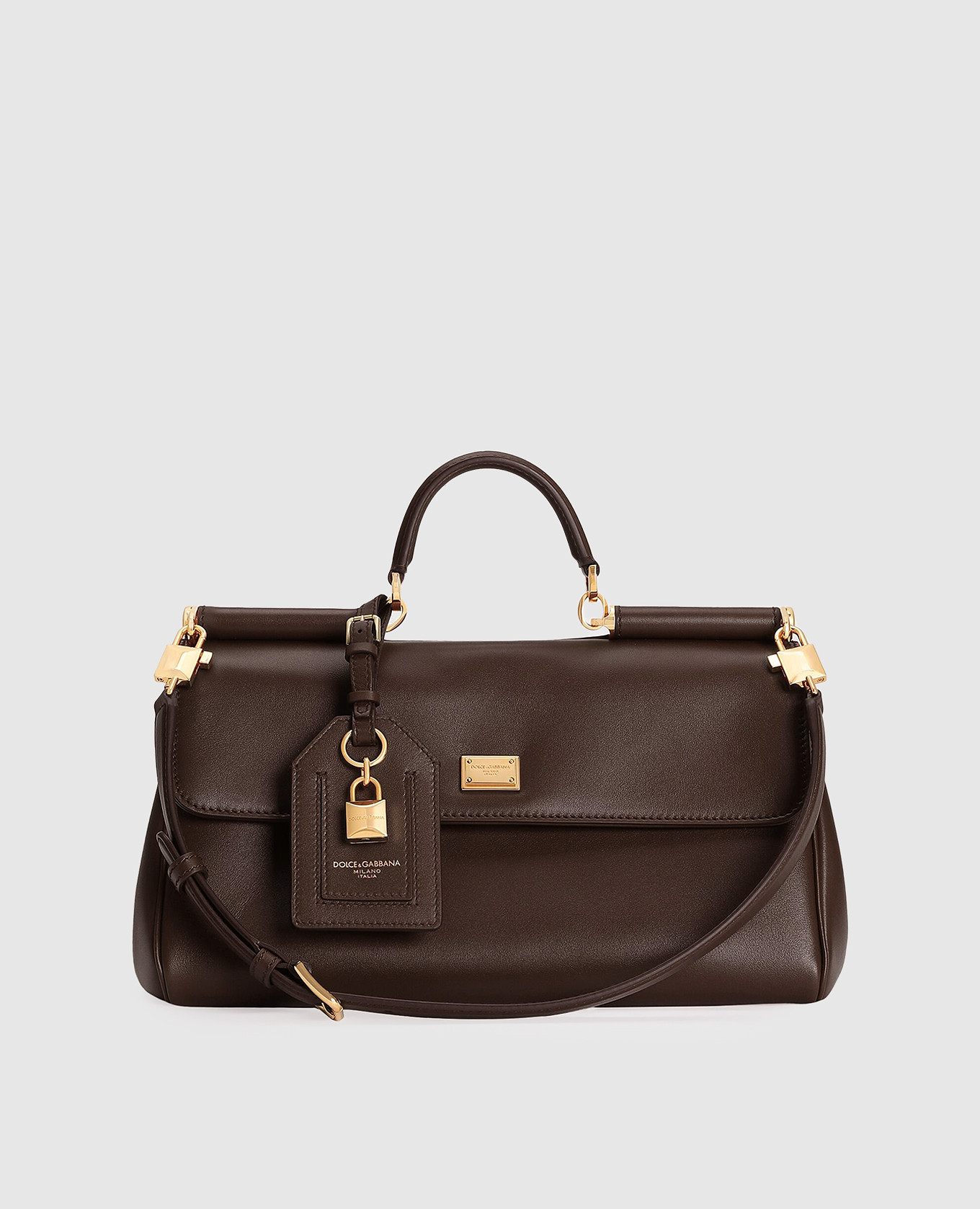 

Sicily brown leather satchel bag with logo Dolce&Gabbana