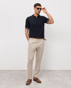 Peserico Blue polo with piping R59478F149173N
