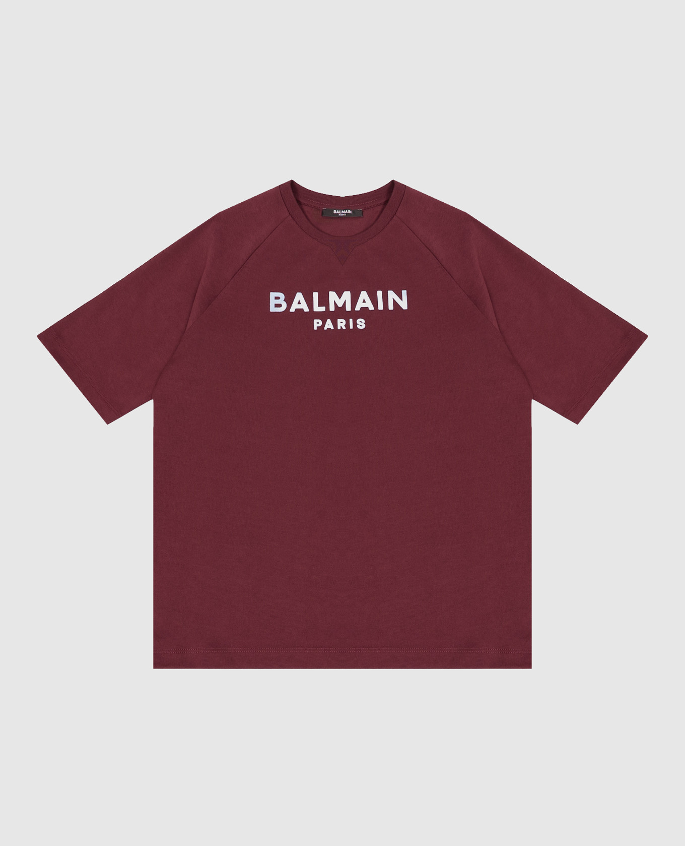 Children's burgundy T-shirt with textured logo Balmain