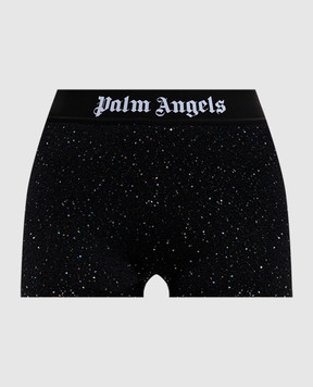 Palm Angels Black flared shorts Soiree in sequins PWHM005E23KNI001