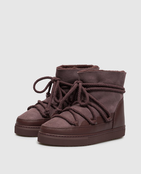 Inuikii Burgundy suede boots with fur 10010030122