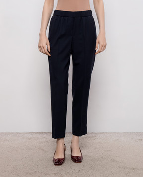 Peserico Navy wool pants with monil chain A0467803472