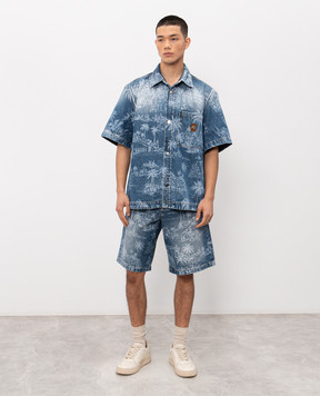 AMIRI CHATEAU PALMS blue denim shorts AMBMSO1049