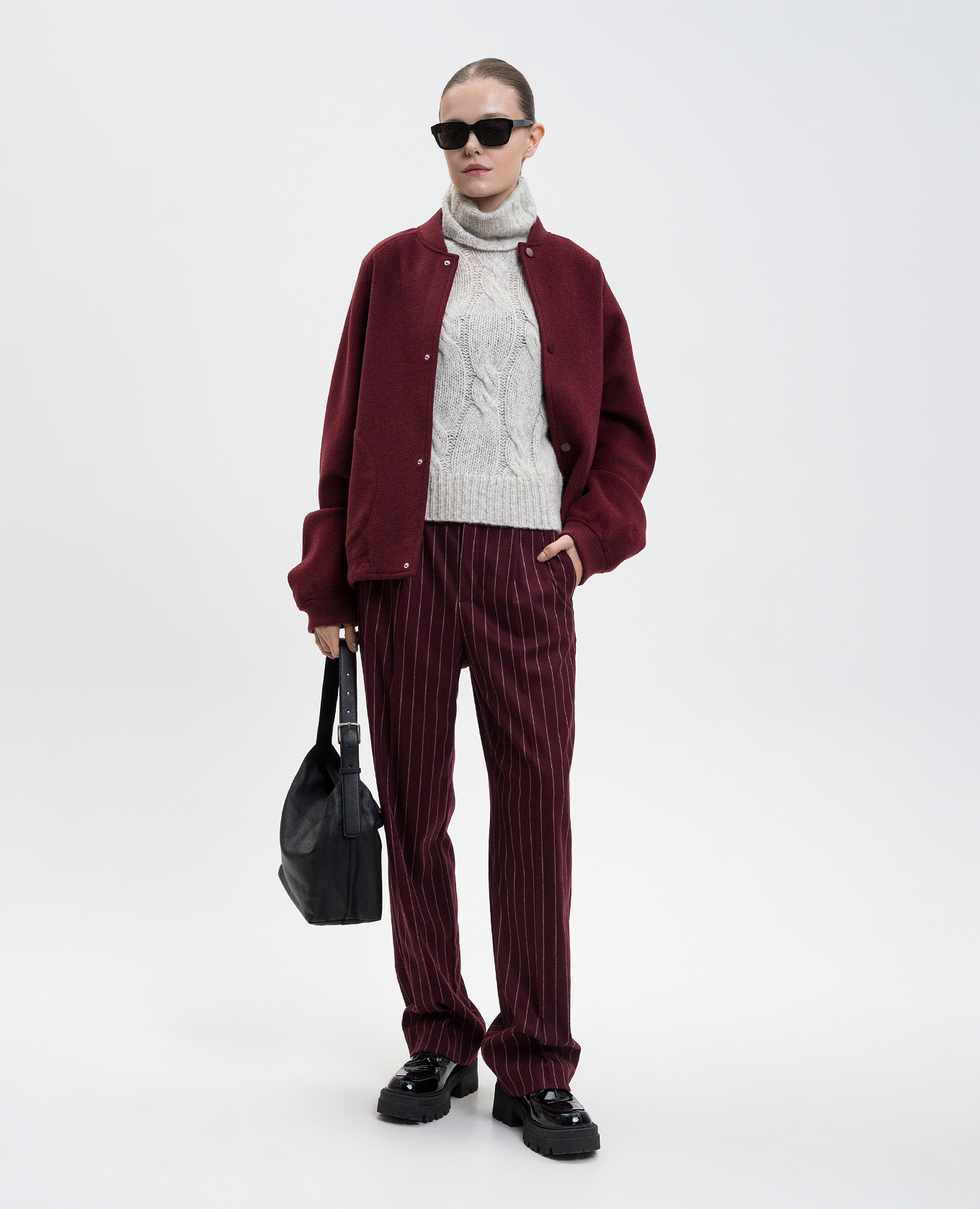

ESTONIA burgundy wool bomber jacket Max & Co