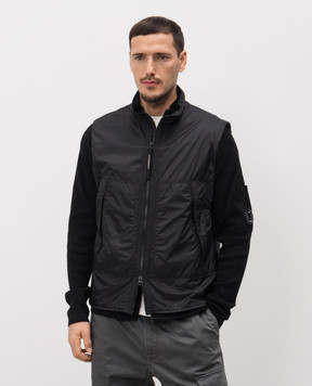 C.P. Company Black vest with logo patch MVE057A110467W