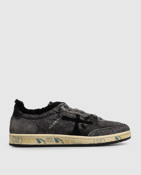 Premiata Bskt Clay grey suede sneakers with fur BSKTCLAY8713M