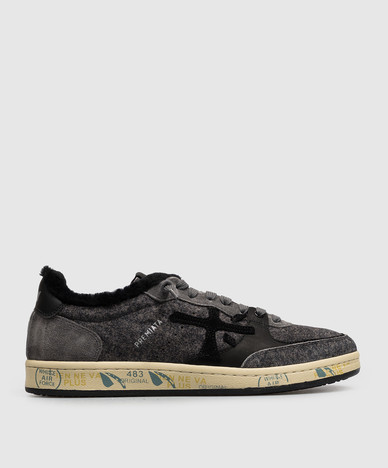 Bskt Clay grey suede sneakers with fur