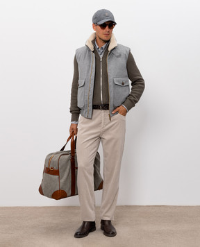 Brunello Cucinelli Gray down vest made of wool with fur MM4701624