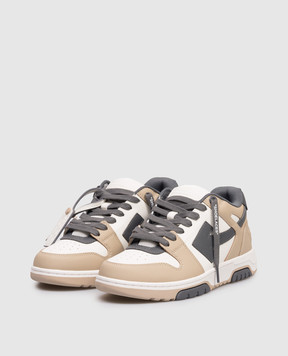 Off-White Out Of Office beige leather sneakers OWIA259S26LEA003