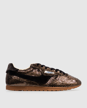 AUTRY Brown Windspin sequin sneakers WSLWEI01