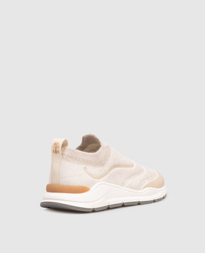 Brunello Cucinelli Children's beige sneakers with logo print BUEHRZO167