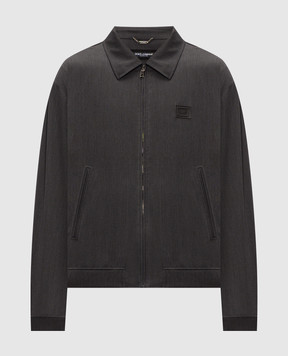Dolce&Gabbana Grey wool jacket with logo patch G9BMUTFUZFG