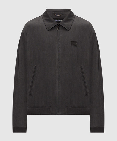 Grey wool jacket with logo patch