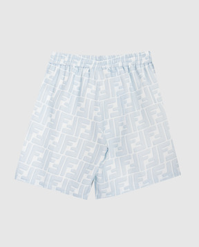 Fendi Children's blue linen shorts with monogram print BMF278AY8C