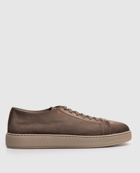 Santoni Brown suede sneakers with a degraded effect MBCD21571TARCAOL