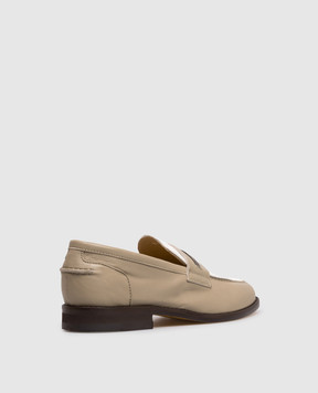 Doucal's Khaki leather loafers with monil chain DD8856ALAIPY841