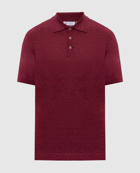 Brunello Cucinelli Burgundy polo shirt with linen M2L00315