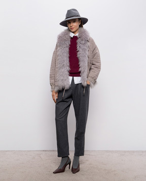 Simonetta Ravizza Giap gray reversible jacket with fur F06JA424MG3