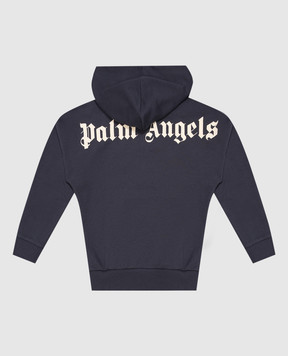 Palm Angels Children's blue hoodie with logo print F6PAJBHS011