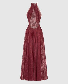 Montsand Burgundy lace dress with pleating D255