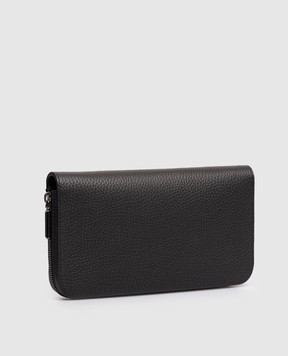 Stefano Ricci Black leather clutch wallet with metal emblem PP312GUVD