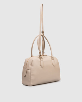 Twinset Beige bowler bag with textured logo 261TB7230