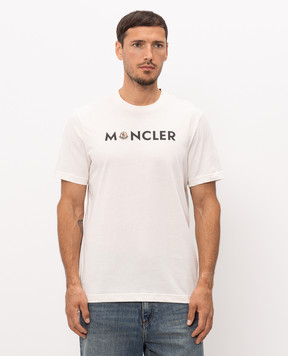 Moncler Ivory T-shirt with logo print L20918C0005189B8Q