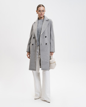 Max Mara Panteon grey double-breasted coat with cashmere and alpaca wool PANTEON