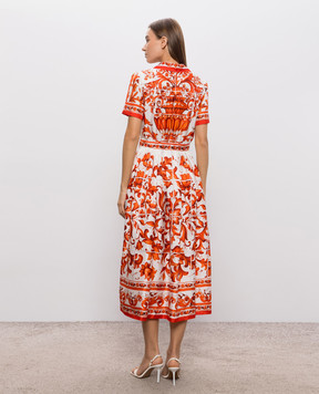Dolce&Gabbana White dress with Majolica print F6TVLTGDDRE