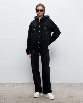 Vetements Black denim jacket with hood MH27DJ068B